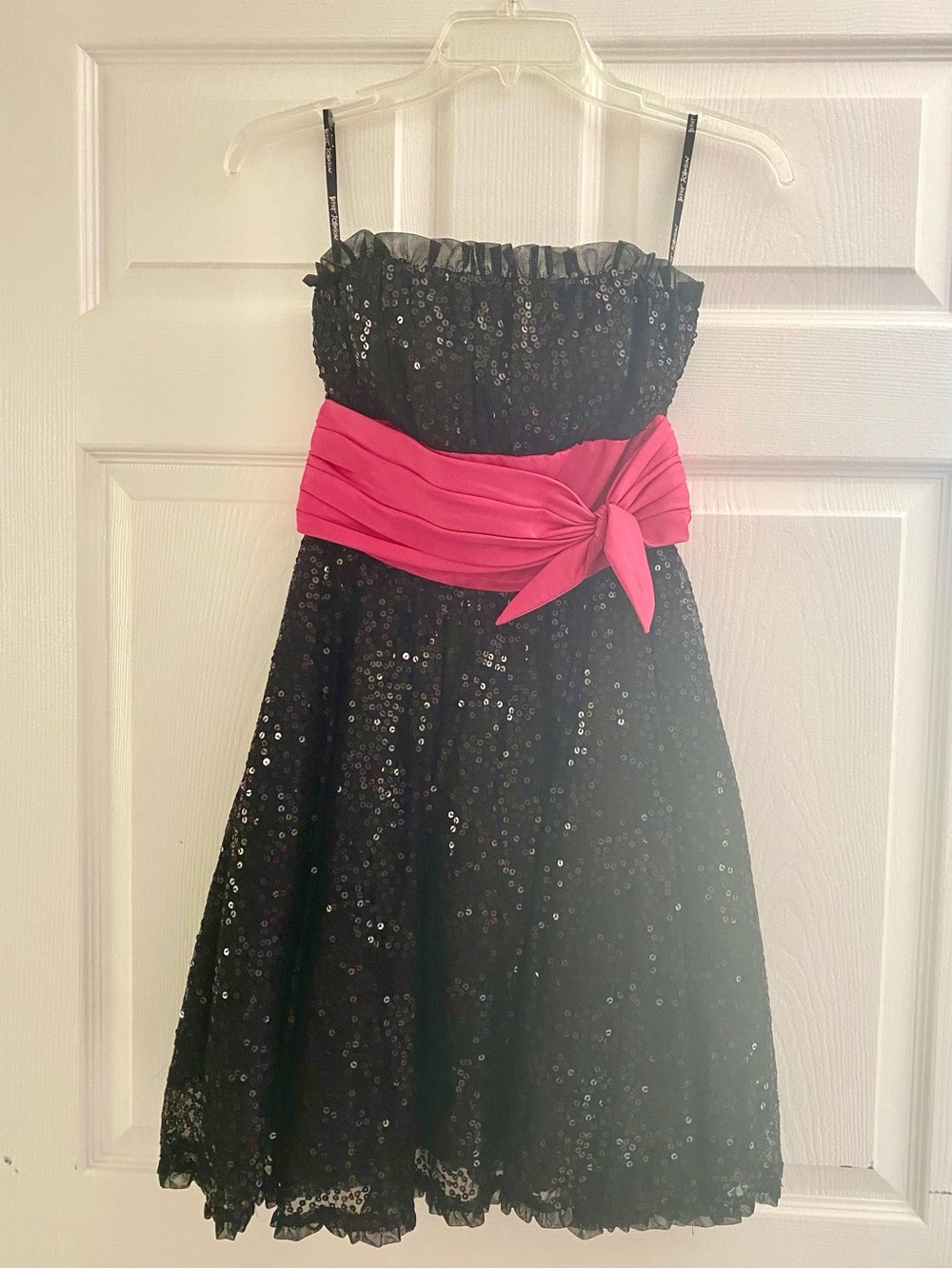 Vintage Y2K black and pink sequin prom dress